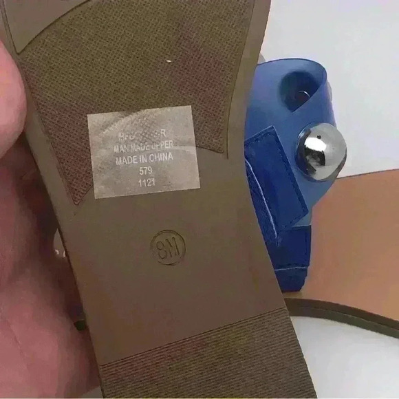 Marc Fisher Blue Clear Studs Sandals Sz 8 - Picture 9 of 11